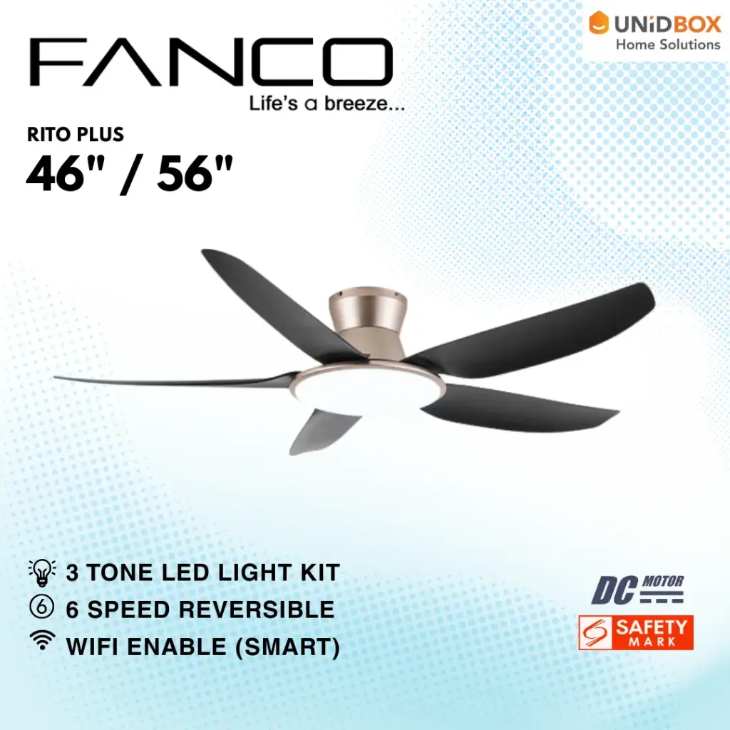 FANCO Rito Plus 46"/56" DC Ceiling Fan with LED - Variant Main Image