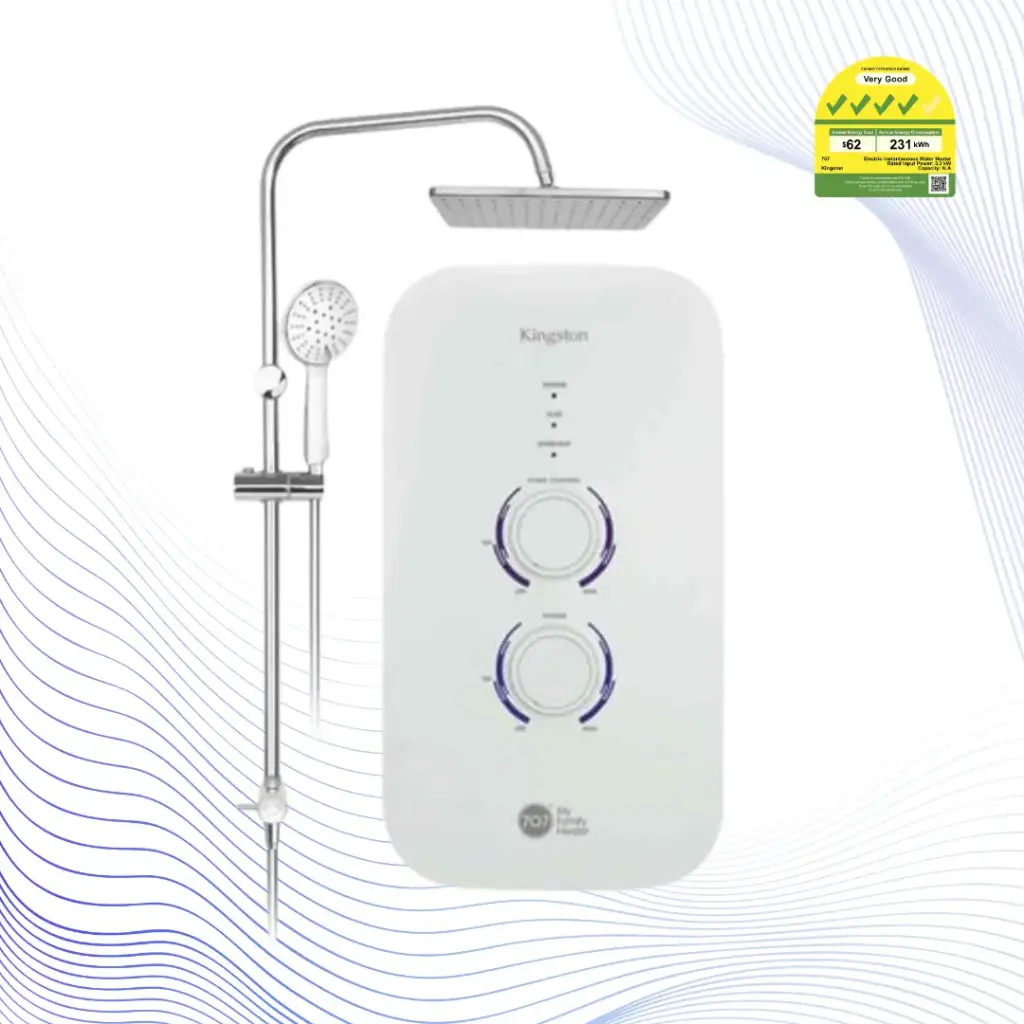 707 Kingston Instant Water Heater With Rain Shower Set (Black/ White) - Variant Main Image