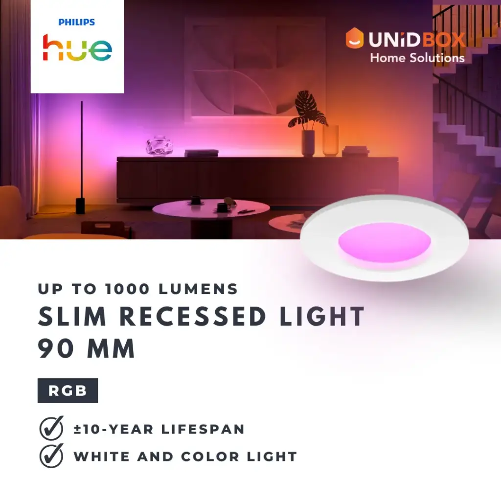 Philips Hue Slim White & Colour Ambiance Smart Recessed Light | 90mm / 170mm | IP44 - Variant Main Image