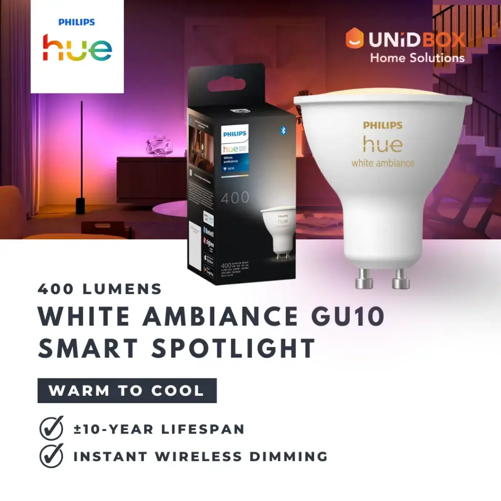 Philips Hue GU10 Smart LED Bulb 400lm | White Ambiance / White & Colour | 1pc / 2pc | Bluetooth - Variant Main Image