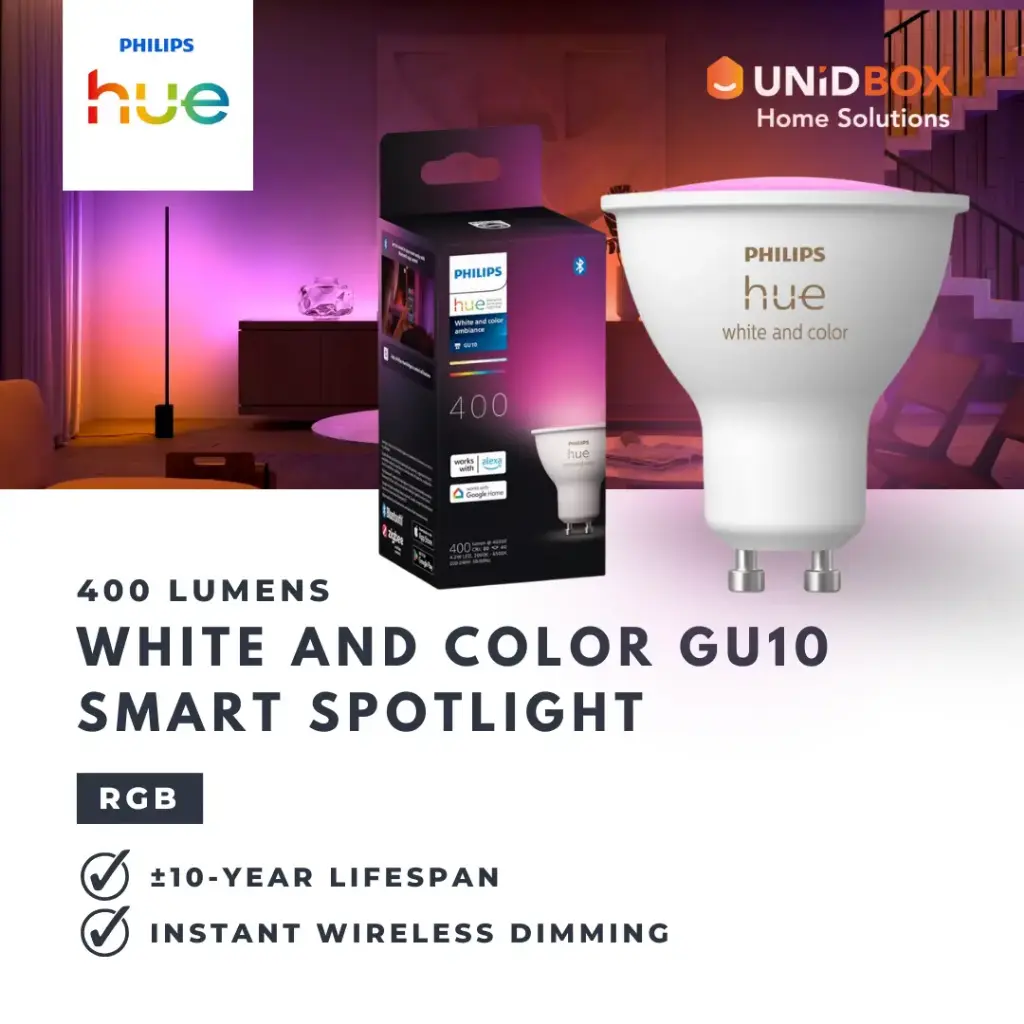 Philips Hue GU10 Smart LED Bulb 400lm | White Ambiance / White & Colour | 1pc / 2pc | Bluetooth - Variant Main Image