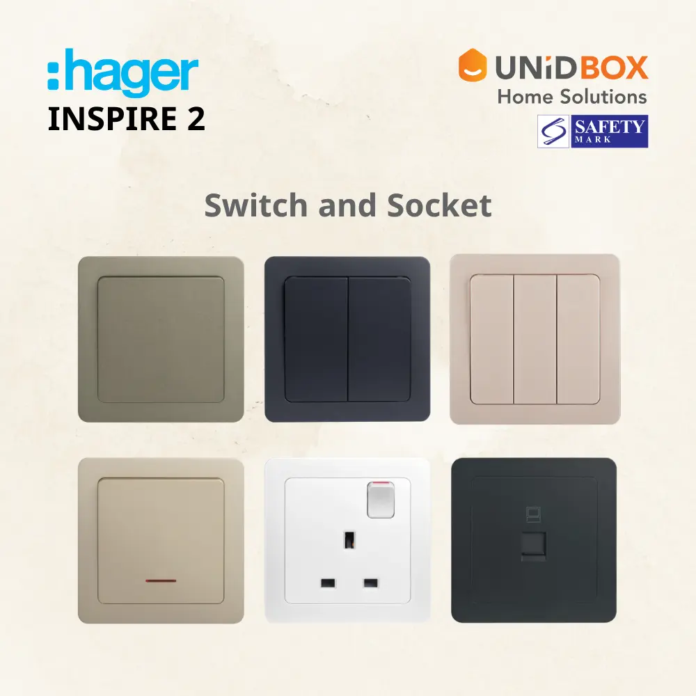 Hager Inspire 2 High Quality Switch and Socket [Noble Bronze/Knight Black/Elegant Gold/Aurora Silver] - Variant Main Image