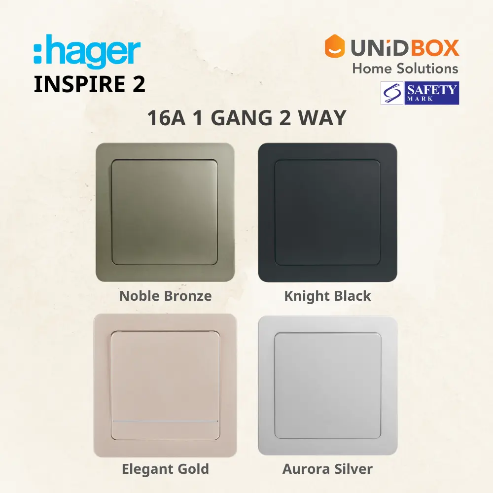 Hager Inspire 2 High Quality Switch and Socket [Noble Bronze/Knight Black/Elegant Gold/Aurora Silver] - Variant Main Image