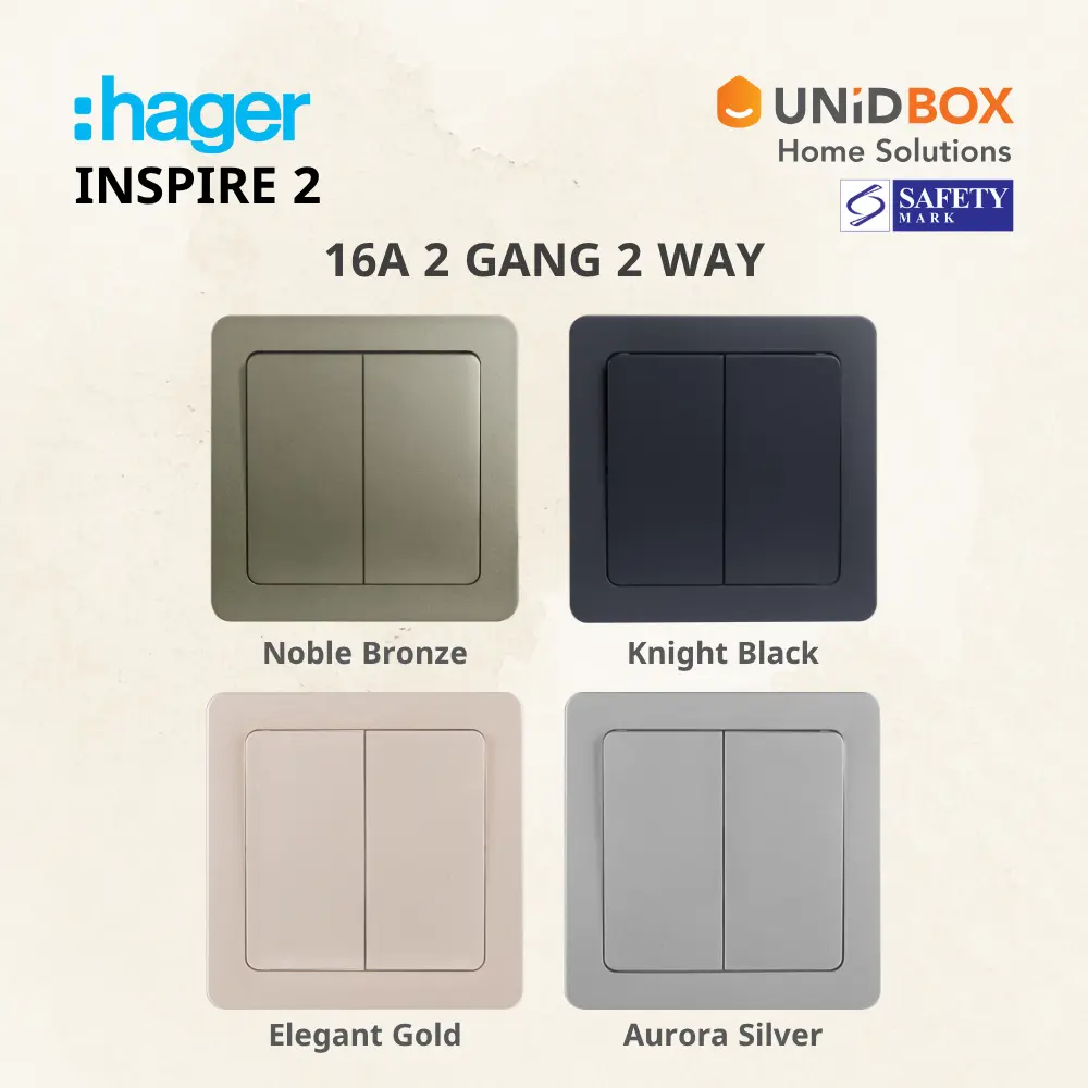 Hager Inspire 2 High Quality Switch and Socket [Noble Bronze/Knight Black/Elegant Gold/Aurora Silver] - Variant Main Image