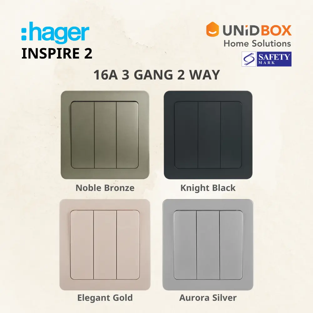 Hager Inspire 2 High Quality Switch and Socket [Noble Bronze/Knight Black/Elegant Gold/Aurora Silver] - Variant Main Image
