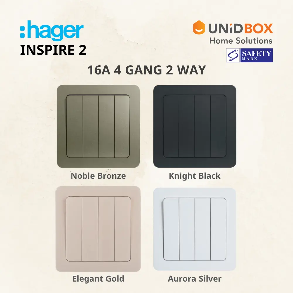 Hager Inspire 2 High Quality Switch and Socket [Noble Bronze/Knight Black/Elegant Gold/Aurora Silver] - Variant Main Image