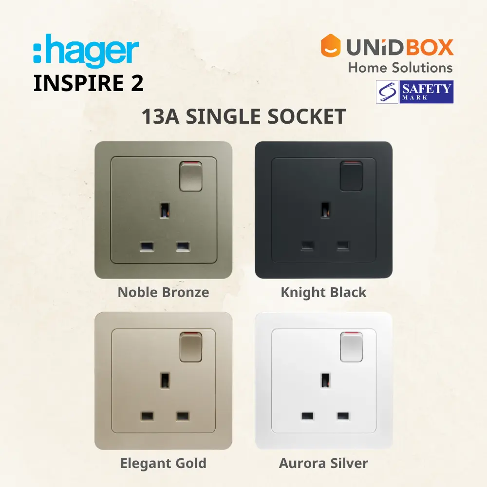 Hager Inspire 2 High Quality Switch and Socket [Noble Bronze/Knight Black/Elegant Gold/Aurora Silver] - Variant Main Image