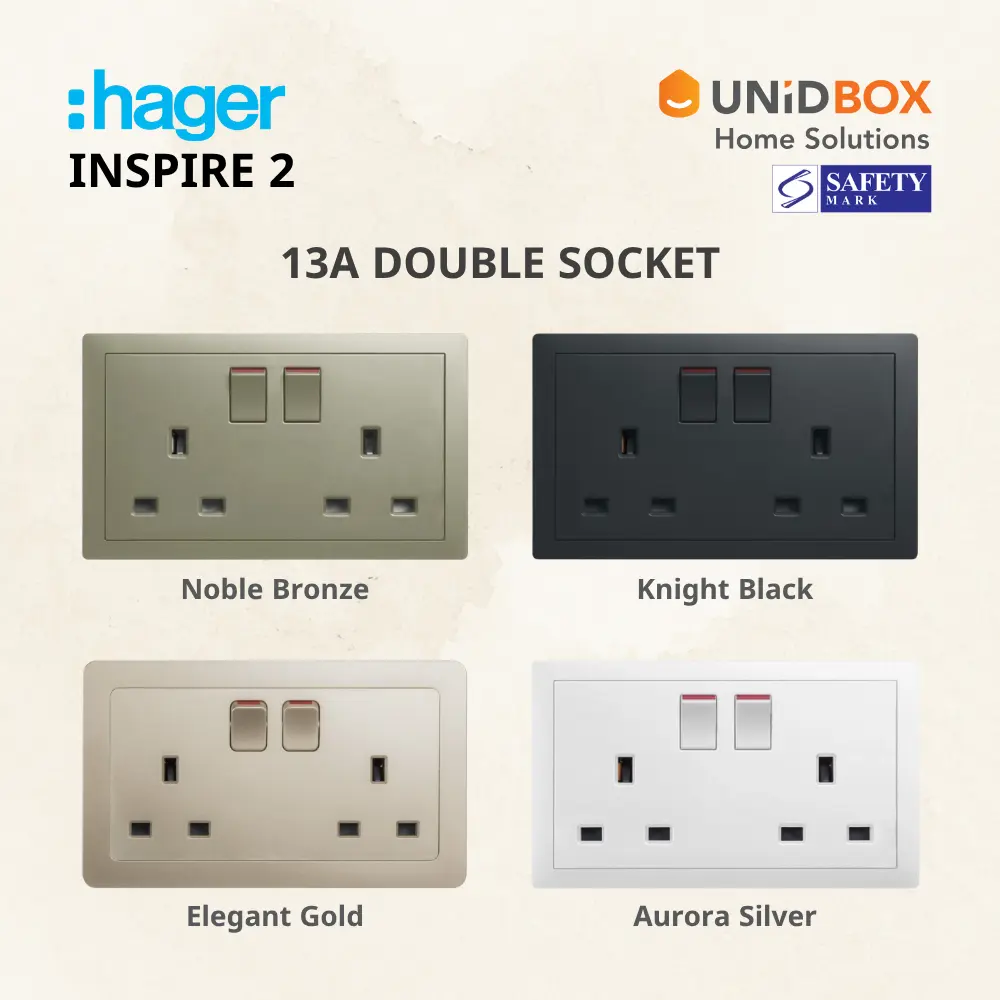 Hager Inspire 2 High Quality Switch and Socket [Noble Bronze/Knight Black/Elegant Gold/Aurora Silver] - Variant Main Image