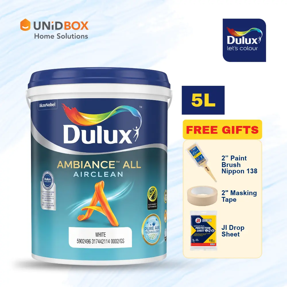 Dulux Ambiance All AirClean Interior Wall Paint 5L White | Anti-Mould & Washable - Variant Main Image