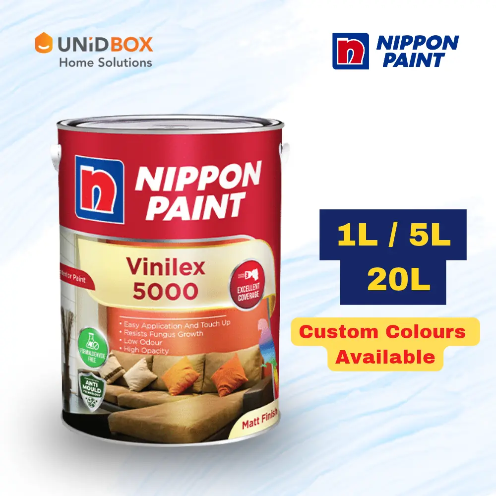 NIPPON PAINT Vinilex 5000 Interior Wall Paint 1L / 5L / 20L | Low Odour Matt Anti-Mould - Variant Main Image