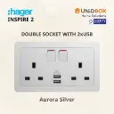 Hager Inspire 2 High Quality Socket with 2x USB [White/Noble Bronze/Knight Black/Elegant Gold/Aurora Silver]