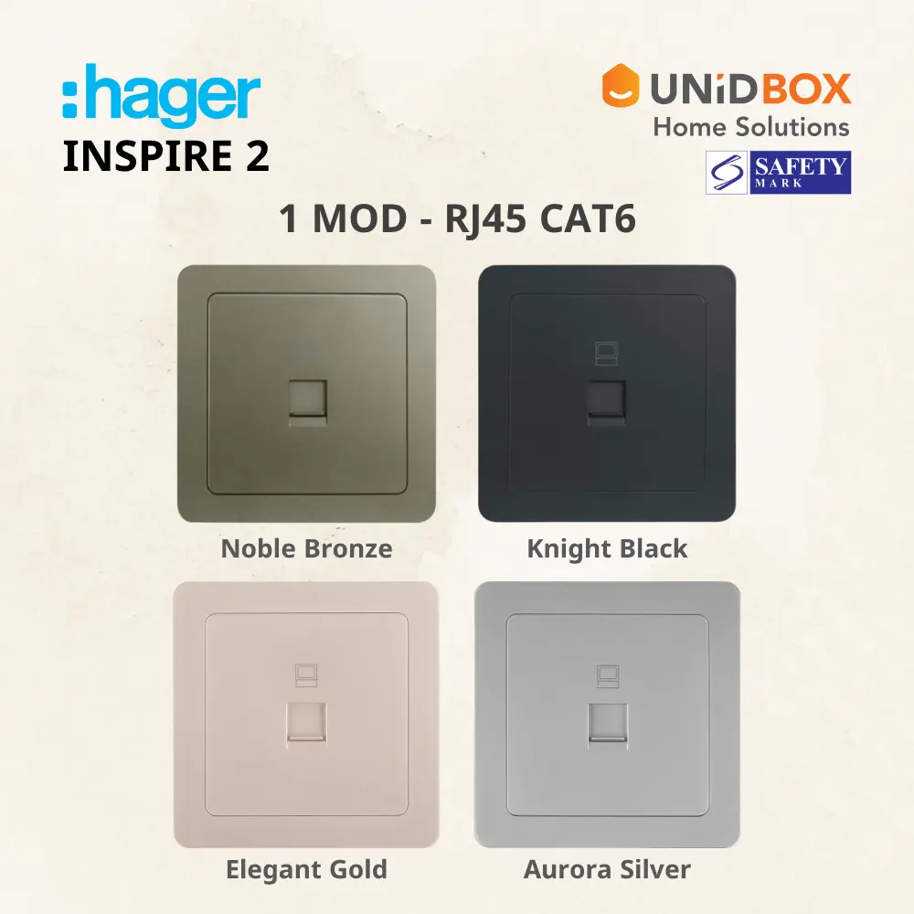 Hager Inspire 2 High Quality Switch and Socket [Noble Bronze/Knight Black/Elegant Gold/Aurora Silver]