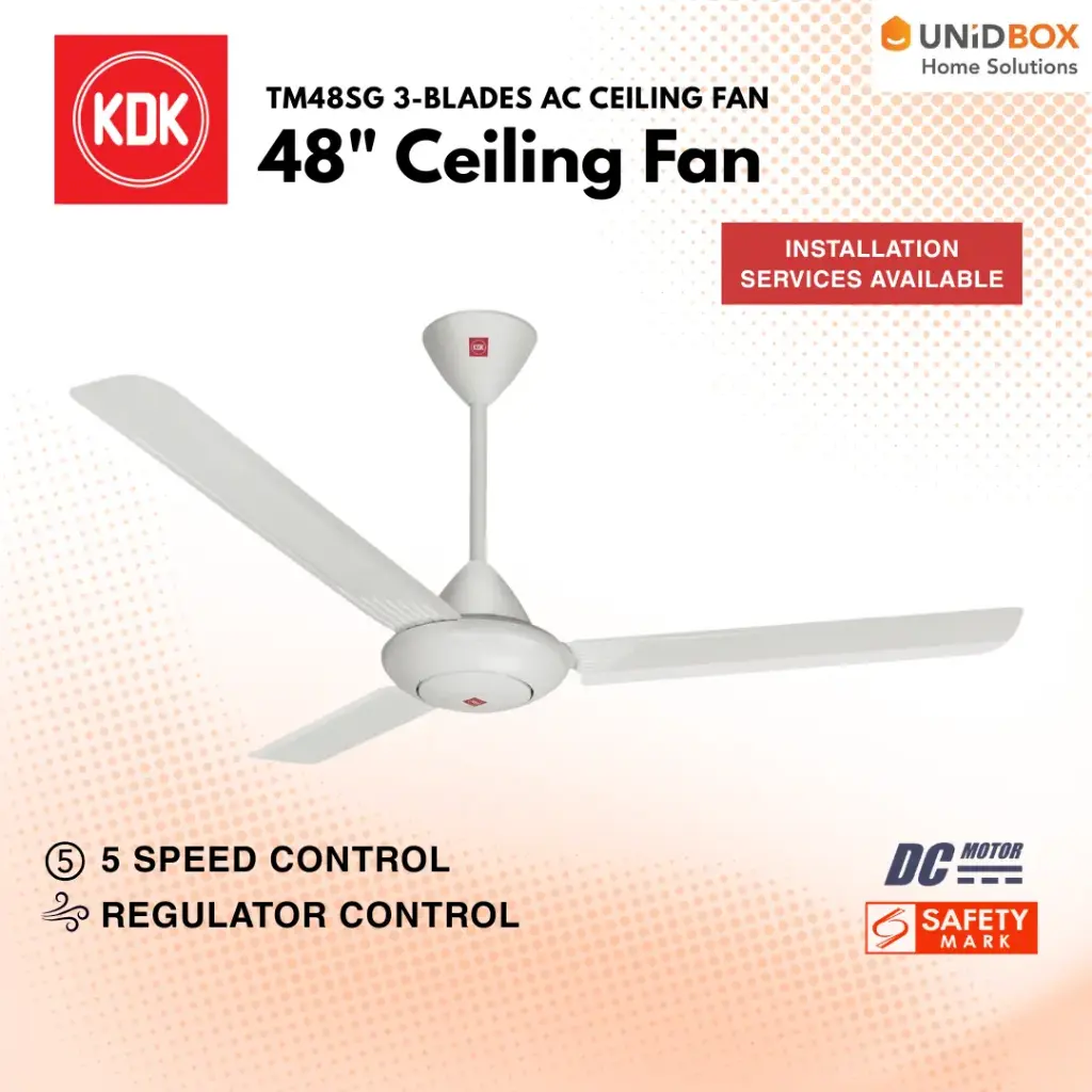 KDK M48SG 48" Ceiling Fan with Regulator (White) | No LED
