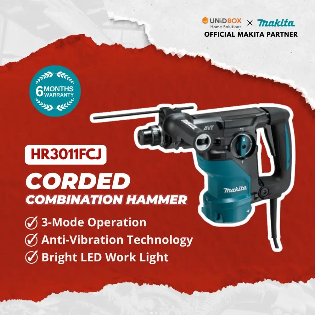 MAKITA HR3011FCJ 30mm Corded Combination Hammer (AVT)