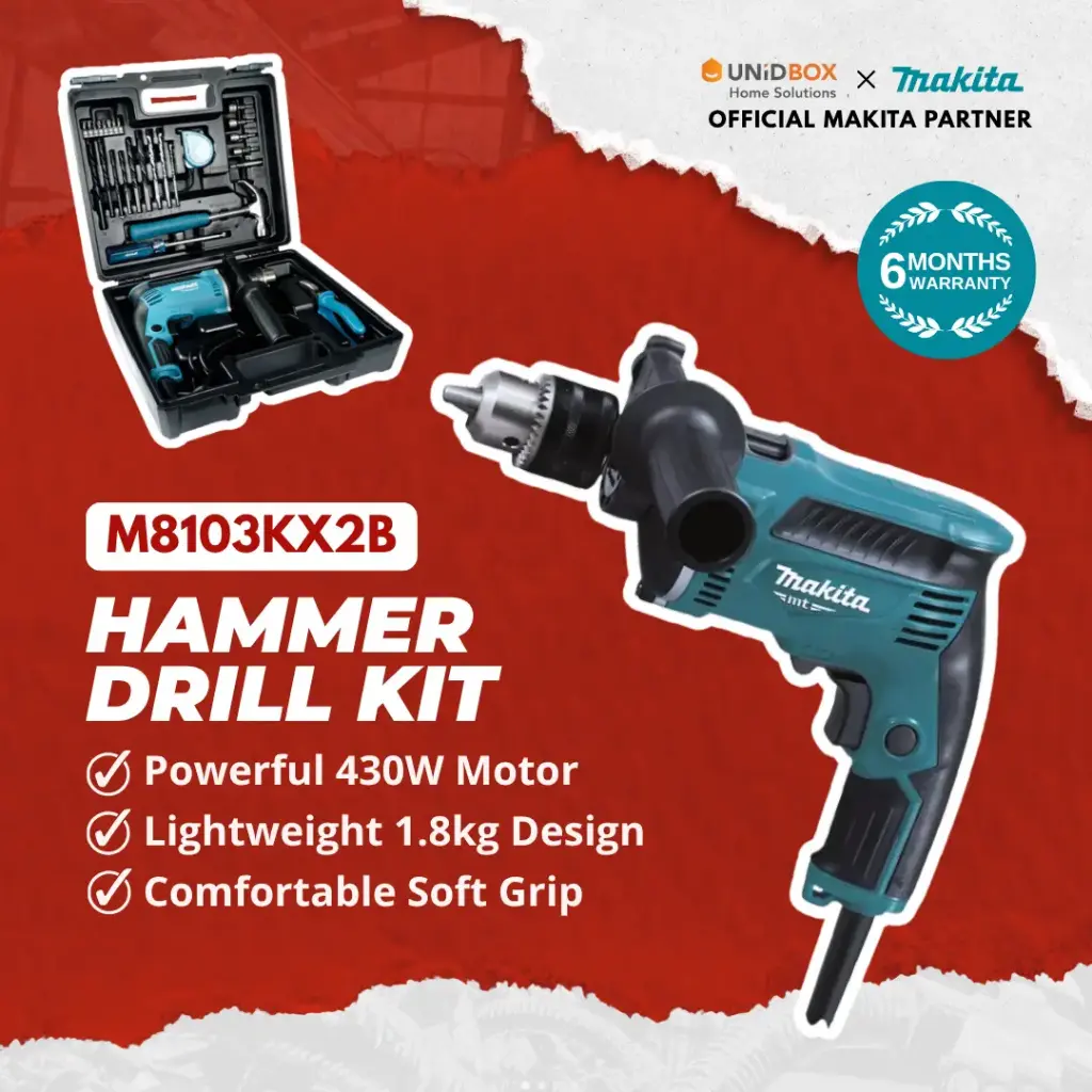 MAKITA M8103KX2B 13mm Hammer Drill Kit (with accessories)