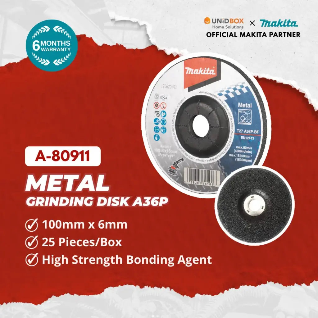 MAKITA Metal Grinding Disc 100mm × 6mm A36P Wheel for Metal A-80911