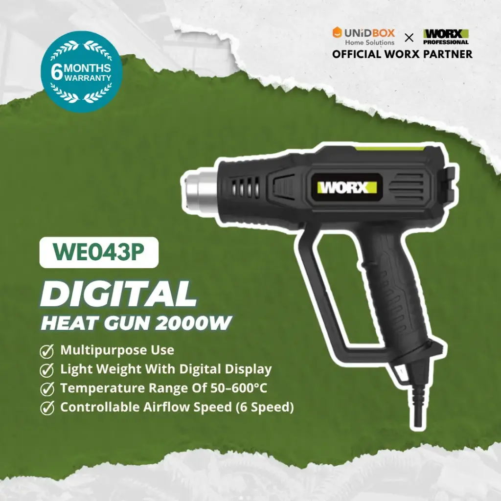 WORX WE043P Digital Heat Gun 2000W (6‑Speed, Digital Display)