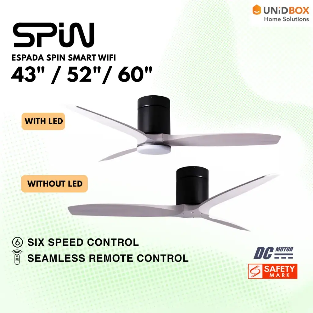 SPIN Timber Series Off White 36"/43"/52"/60" DC Ceiling Fan Smart Wifi
