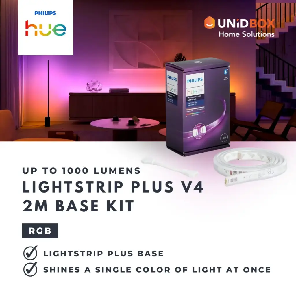 PHILIPS Hue Lightstrip Plus V4 White & Colour Ambiance Smart LED Lightstrip | 2m Base Kit / 1m Extension