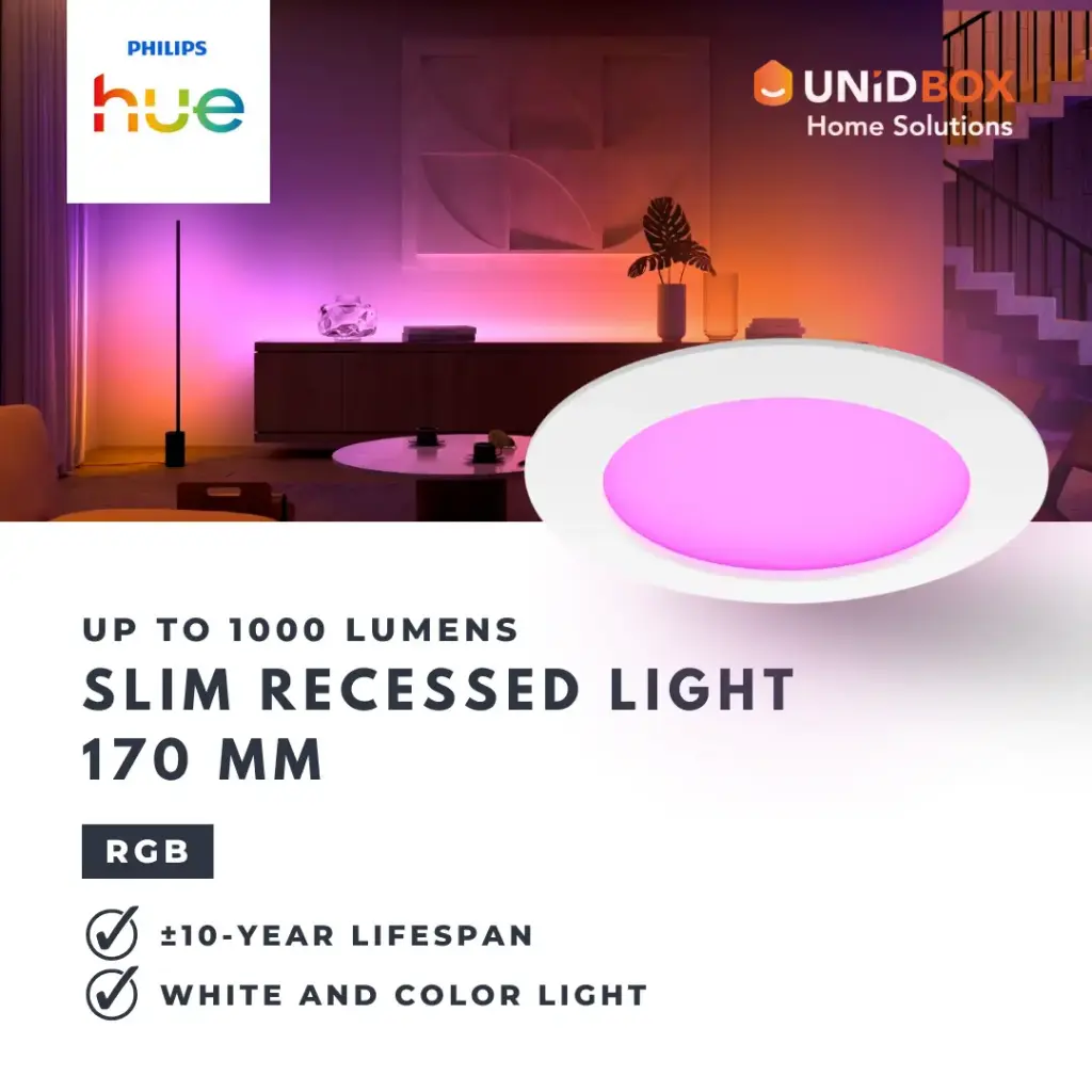 Philips Hue Slim White & Colour Ambiance Smart Recessed Light | 90mm / 170mm | IP44