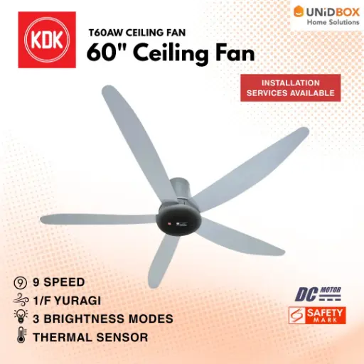 [01-01-00272] KDK T60AW 60" Ceiling Fan (Grey) | No LED