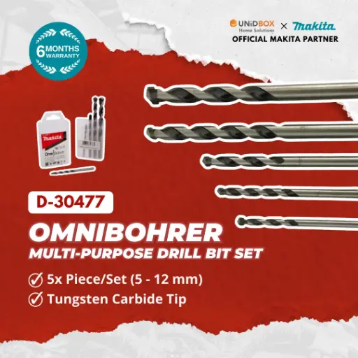 MAKITA OmniBohrer Multi‑Purpose Drill Bit Set (5pc: 5–12mm) D-30477