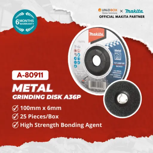 MAKITA Metal Grinding Disc 100mm × 6mm A36P Wheel for Metal A-80911