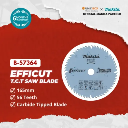 MAKITA EFFICUT T.C.T Saw Blade 165mm × 56T (Wood & Laminate) B-57364