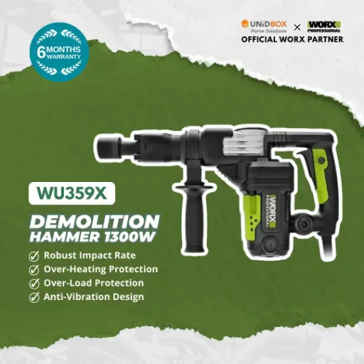 [08-03-00032] WORX WU359X Demolition Hammer Electric Pick 5kg (1300W, Heavy Duty)
