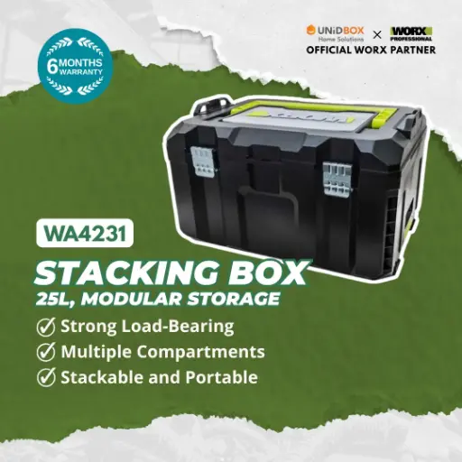 WORX WA4231 Stacking Box (25L, Modular Storage)