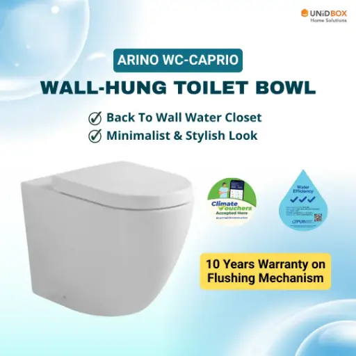 [07-13-00001] ARINO WC-CAPRIO Caprio Wall-Hung Toilet Bowl | 3-Tick Water Saving