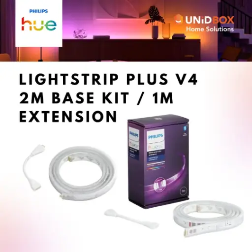 PHILIPS Hue Lightstrip Plus V4 White & Colour Ambiance Smart LED Lightstrip | 2m Base Kit / 1m Extension
