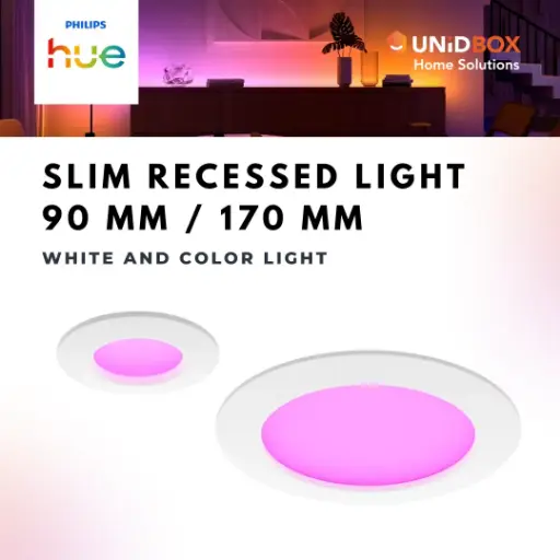 Philips Hue Slim White & Colour Ambiance Smart Recessed Light | 90mm / 170mm | IP44
