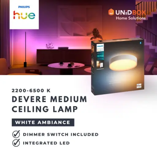 [05-20-00002] Philips Hue Devere Medium White Ambiance Smart Ceiling Light | 2450lm | IP44 Light