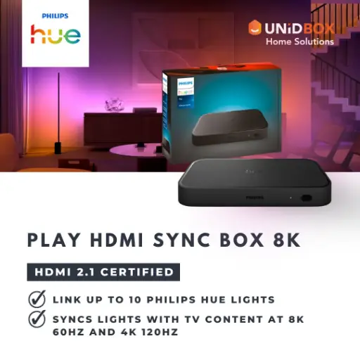 [05-00-00001] Philips Hue Play HDMI Sync Box 8K | 8K 60Hz / 4K 120Hz | HDMI 2.1 Smart TV Light Sync