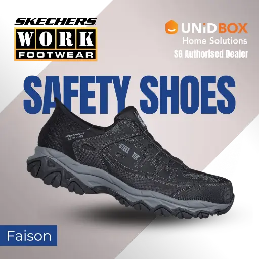 SKECHERS Work Cankton Faison 200211 Steel Toe Safety Shoes | Hands Free Slip-ins