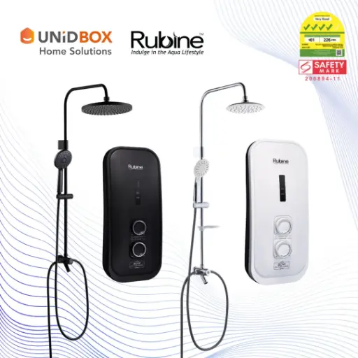 RUBINE DC Pump Instant Water Heater (Black/White) RWH-3388BHP/ RWH-3388WHP