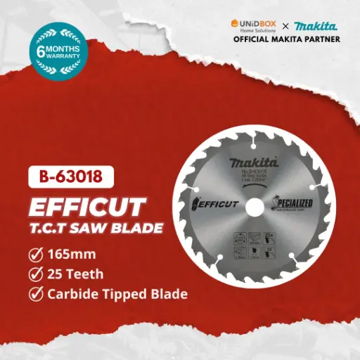 MAKITA T.C.T Saw Blade Efficut Wood (165mm, 25T, B-63018)