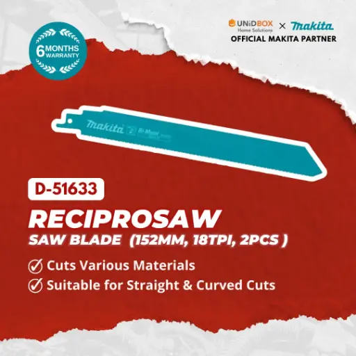 [09-15-00102] MAKITA Recipro Saw Blade (152mm, 18TPI, 2pcs, D-51633)