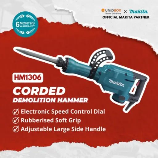 [08-03-00005] MAKITA HM1306 15kg Corded Demolition Hammer (230V)