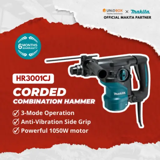 MAKITA HR3001CJ 30mm Corded Combination Hammer (AVT)