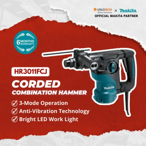 MAKITA HR3011FCJ 30mm Corded Combination Hammer (AVT)