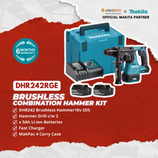 MAKITA DHR242RGE 18V Rotary Hammer Kit (6.0AH)
